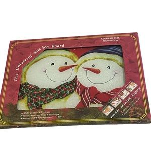 Vintage Glass Cutting Board Snowman Universal Kitchen Board Textured Glass